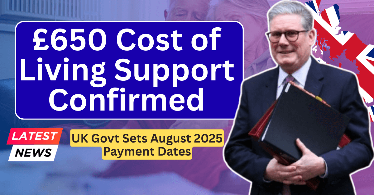 £650 Cost of Living Support Confirmed – UK Govt Sets August 2025 Payment Dates
